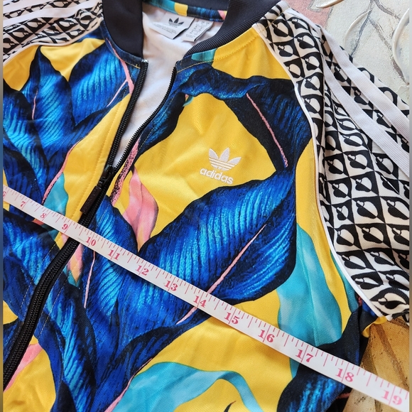 ADIDAS× Farm RIO Banana Leaf Yellow Royal Blue Zips Sporty Baseball Track Jacket - Picture 6 of 16